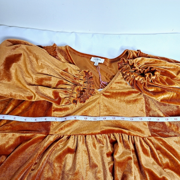 NWT Umgee brand " The Bohemian in Orange Velour" tunic shirt size Large. - Picture 3 of 9